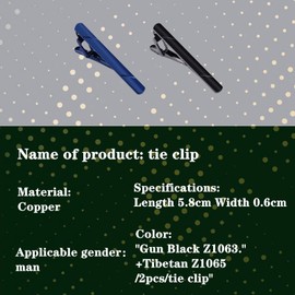 Kaluroil 2 Pieces Tie Clip, Classic Business Style, Tie Clip for Men (Pistol Black + Navy), copper