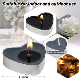 Black Heart-Shaped Tea Lights - Tea Candle,Mini Candles,Heart Candle,Smokeless Tealight Candles,Wedding Shower Tealight Romantic Love Tea for Pool,Home,Celebrations,Events,Meditations,Prayers 25PCS