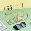 HighFree Gold Glass Tea Bags Box with 3 Compartments, Countertop