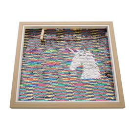 MINUMINU YS-LPK2528 MODERNO PORTARETRATO CON LENTEJUELA Y PINZA PARA COLGAR FOTOS REGALO NIÑOS AMOR GLITTER FASHION (UNICORNIO)