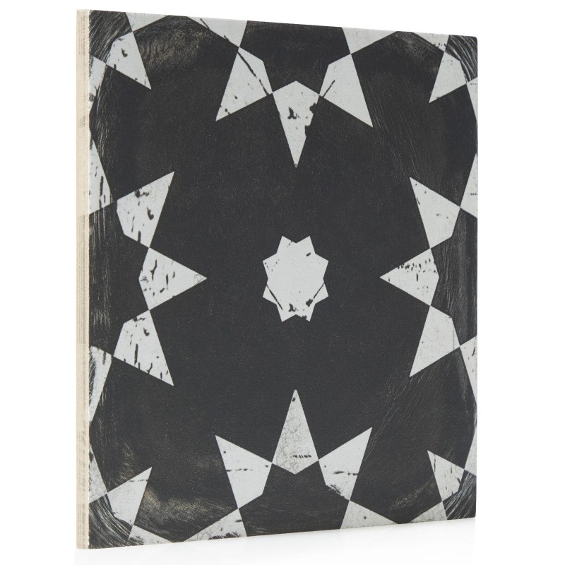 Industry Tile 8x8 Black and White Distressed Groove Porcelain Tile