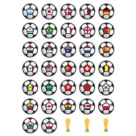 35 x Pre Cut World Cup Flags Football Cupcake Toppers/Decorations Edible Wafer Paper