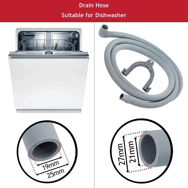 SPARES2GO Universal Drain Hose with Right Angle End for Dishwashers