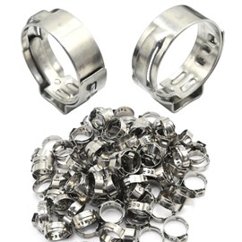 EATAKWARD 1/2 Inch Pex Crimp Ring, 100 Pack Pex Fitting Clamps Pinch Ring, 304 Stainless Steel Clamps Pinch Ring for PEX Tubing Fittings Connection