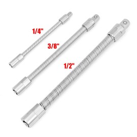 Flexible Socket BE-TOOL 3/8" 300mm Extension Drill Bit Holder Spring Socket Extension Bar for Screwdriver and Ratchet Wrench (Pack of 2)