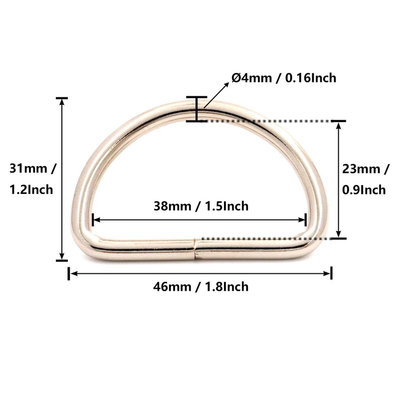 BIKICOCO Metal D-Rings Buckle, 1-1/2 Inch Non-Welded for Webbing Sewing