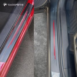 TACOPETS Door sill Protector, Door sill Scratch Protection (for All car Models) Door sill Protector（4PC red）