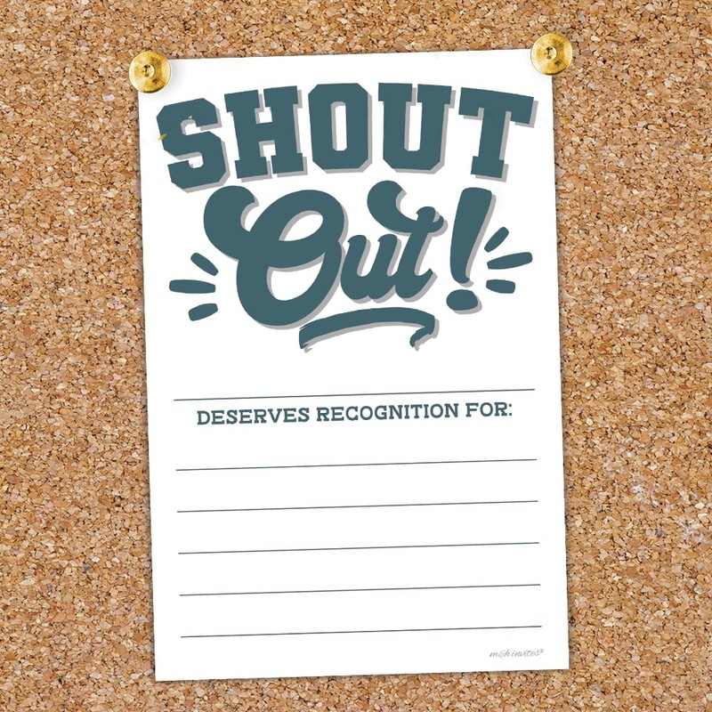 Shout Out Cards For Employees, Office Staff, and Students -