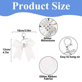 Nwvuop 10Pcs Cheer Bow Keychain Glitter Cheerleader Keyrings for Teen Girls(White)