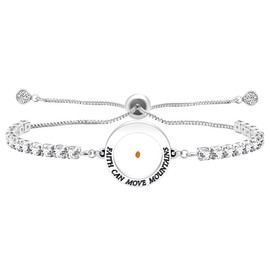 Yongxu Sparkling Cubic Zirconia Tennis Bracelet Engraved with Faith Can Move Mountains, Mustard Seed Religious Jewelry, Christian Inspirational Jewelry for Men and Women