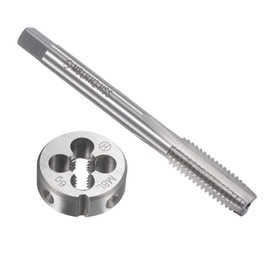 sourcing map M8 x 1.25mm Metric Left Hand Tap and Die Set, Machine Thread Screw Tap with Round Threading Die, Tap & Die Kit for Nut Screw Bolt Thread Repair