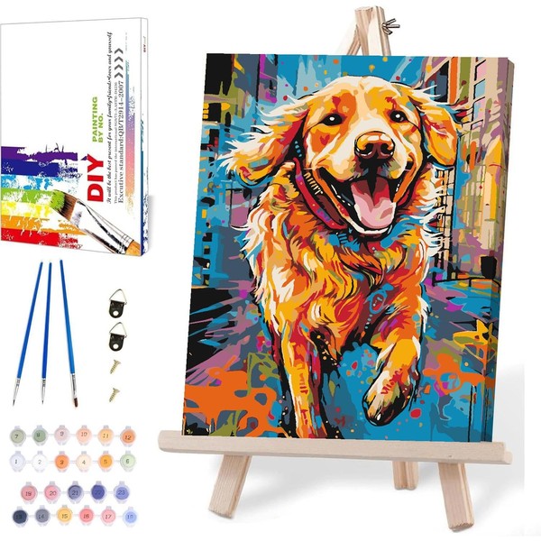 MIRCVSH Dog Paint by Numbers for Adults with Framed Canvas-with