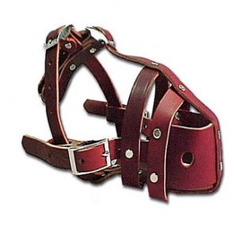 OmniPet Latigo Leather Safety Dog Muzzle Snout, Burgundy, 4-14"