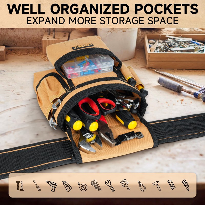 Tool Belt with Suspenders,27-Pockets Heavy Duty Tool Belts for Men