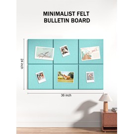 Hsurbtra Large Cork Board for Wall 36 x 24 Inch, 6 Pack Felt Bulletin Notice Board with Pushpins for Office Home School Farmhouse Wall Decor, Lake Blue