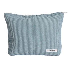 Large Makeup Bag for Women,Corduroy Travel Cosmetic Bag Make-up Pouch Portable Versatile Zipper Toiletry Storage Bags for Purse,Blue