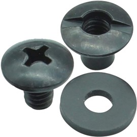 Black Chicago Screw - Thru Hole Binding Post Kit 1/8, 1/4, 3/8, 1/2 Inch Machine Screw Fasteners + Rubber Washers, QuickClipPro Kydex Leather Holster Sheath (1/8" - 10Pack DBL-Washer)