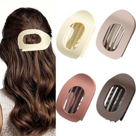 Elegant Matte Hair Clips for Women 4 Pack - Invisible Flat Back Claw Clips for Fine & Thin Hair, Comfortable Strong Hold Hair Claw for Ponytail, Bun, and Half-Up Styles, Daily Wear Hair Claw Clip Set:_Sandblasted Hairpin Set