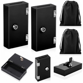CroBlissful 2 Pack Acrylic Money Bank Box for Gambler, Winners Portable Safe Casino Money Pocket Sized Cash Box with Keys and Storage Bag, Cash Gift for Gambler Winners(Black)