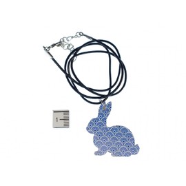 Miniblings Rabbit Necklace 45 cm Leather Easter Bunny Rabbit Wood Light Blue - Handmade Fashion Jewellery, Wood