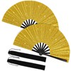 Tkocisa 2 Pack Large Folding Hand Fans with Fan Bags,