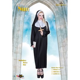 EraSpooky Naughty Nun Costumes Women's Religious Vicare Black Costume Outfit