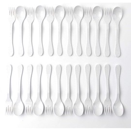 Knork Eco Plant Based 24 Pack Reusable Bamboo Flatware Set (White)…