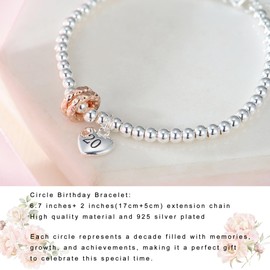 GEMAURA 20th Birthday Gifts,Adjustable Silver Bracelet for Teenage Girls Sterling Silver Bracelet Gifts for 20 Year Old Female with Cards for Sister Friend Daughter Granddaughter Niece