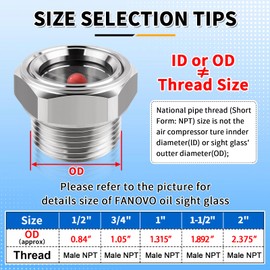1.5" NPT Sight Glass for Air Compressor with Red Monitor Float Ball