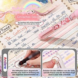 Alihoo Erasable Ballpoint Pen, Pack of 6 Erasable Pens, Rollerball Pen Erasable, 0.5 mm Blue Erasable Pens Set, Erasable Gel Pen for Children
