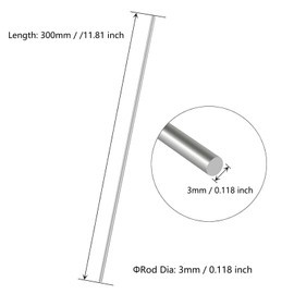 TOP-VIGOR 10pcs Stainless Steel Rods 3mm x 300mm, Metal Solid Round Shaft Rods Lathe Bar Stock for DIY Crafts Car Helicopter Airplane Model