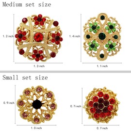 Mutian Fashion Lot 24pc Mixed Color Rhinestone Crystal Flower Brooches Pins