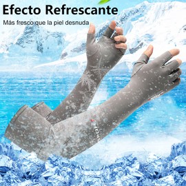 Mangas para Brazos UV, Mangas para Brazo de Seda de Hielo de Medio Dedo, Mangas para Brazo de Protección Solar para Hombres y Mujeres, para Golf,Ciclismo,Correr,Conducir,Pescar,Aire libre (Gris)