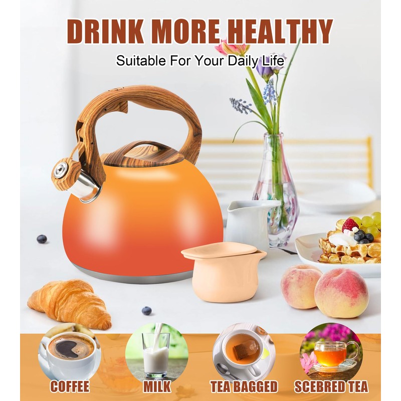 Foedo Tea Kettle Stovetop, 3.2Qt Stainless Steel Tea pots with