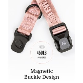 2025 New Edition, Fei and Eve Magnetic Dog Collar, 1-Second MagLock, Adjustable 210D Nylon Collars, Heavy Duty Dog Collar (Large, Pink/Blush)