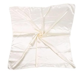 New Satin Solid Silk Scarf Hijab Plain Shiny Soft Big Large Square Head Neck Wrap 90cm X 90cm (Cream)