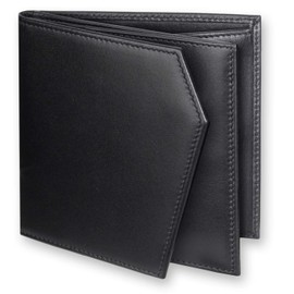 INDESTAR Men's Bi-fold Wallet, Cowhide Leather, Thin, Compact, Coin Purse Included (PLUS Type), black