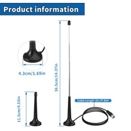 1 Pcs Radio Antenna, Radio Aerial for System Indoor, Radio Antenna Telescopic, Aerial Rod Antenna for Tuner Stereo Amplifier Home Cinema System Home Theater System Receiver with Magnetic Base
