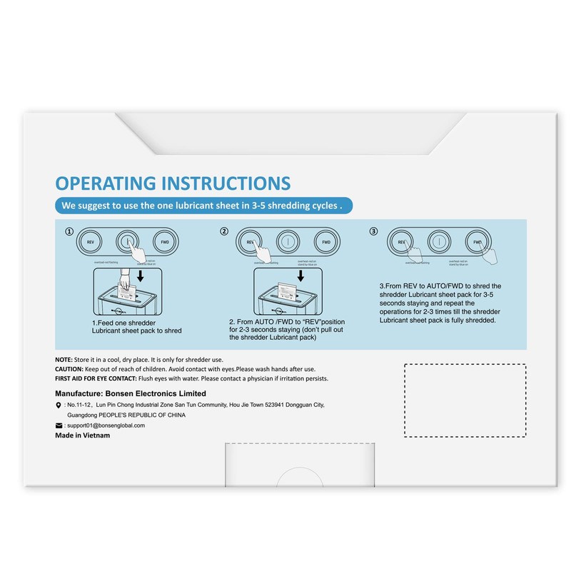 BONSEN Paper Shredder Sharpening & Lubricant Sheets-Pack of 50