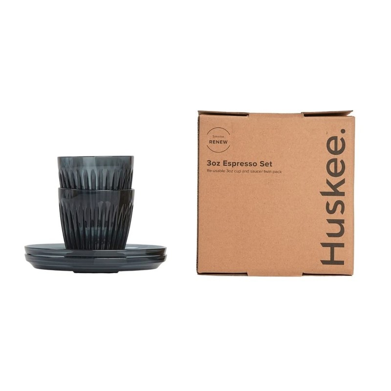 Huskee 3oz Renew Espresso Set 2-Set with Saucers - Smoke