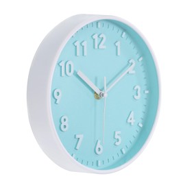 PATIKIL 8 Inch Wall Clock, 3D Number Quartz Battery Operated Silent Non-Ticking Round Wall Clocks for Office Bedroom Decorative, Light Blue