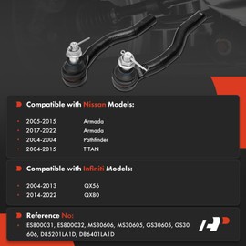 A-Premium 2 x Front Outer Tie Rod Ends, Compatible with Nissan Pathfinder 2004, Titan 2004-2015, Armada 2005-2015 2017-2022 & Infiniti QX56 2004-2013, QX80 2014-2022