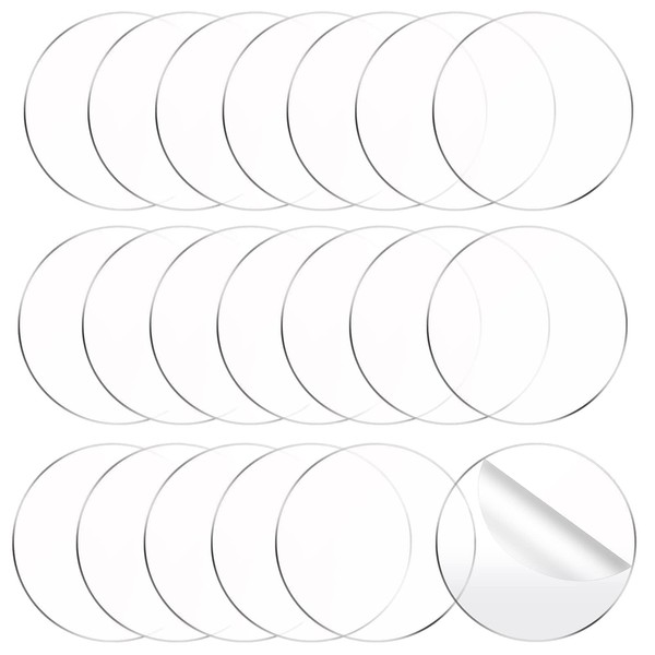 Pack of 20 Clear Acrylic Panels, Round Acrylic Glass, Round Acrylic Panels, Transparent, Round Acrylic Panel, Round Plexiglass Panel, Round Acrylic Disc, Plastic Sheet, Round for Vinyl, DIY Arts and