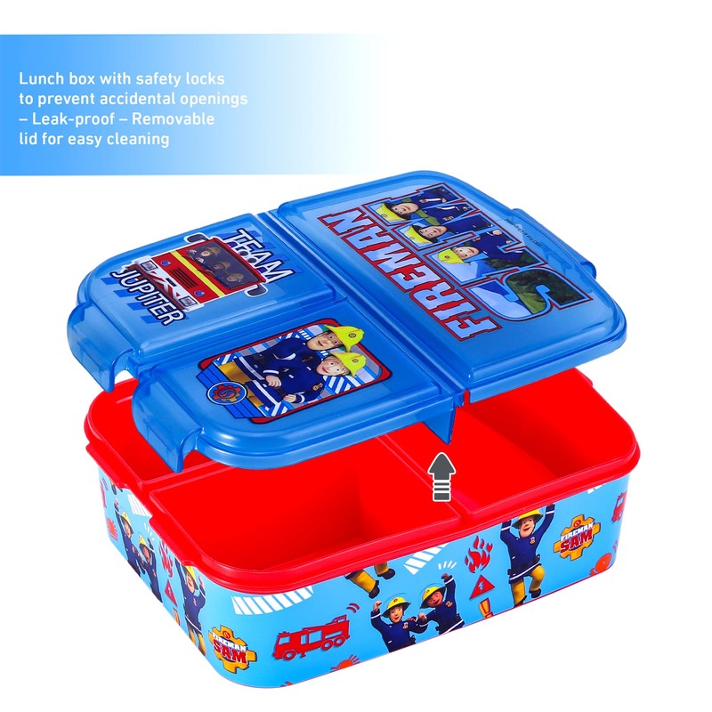 Zawadi Global Fireman Sam Kids Childrens Multi Compartment Rectangular School
