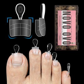 NOVO OVO Upgraded Flexible Half Cover Soft Gel Fake Toe Nail Tips, Upgraded Flexible Half Cover Toe Nail Tips, Includes Auxiliary Line for Toe Nail Extension, 300 Pieces x 15 Sizes