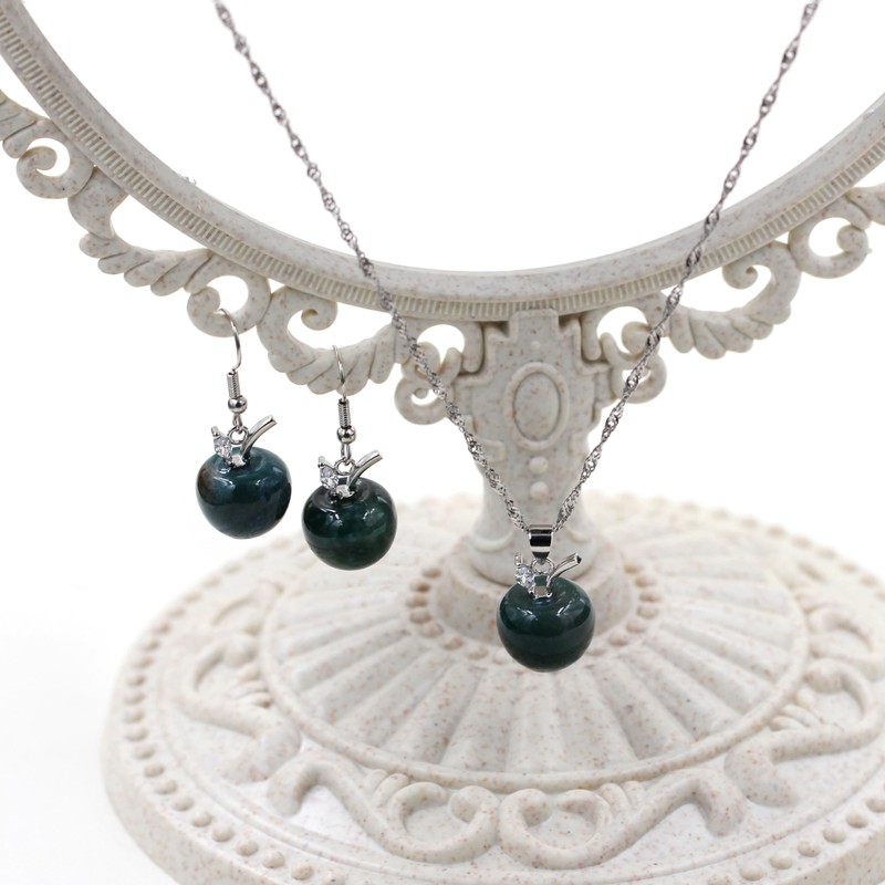 JunyiDIY 3D Fruit Earrings | Zircon and Indian Agate Leaf