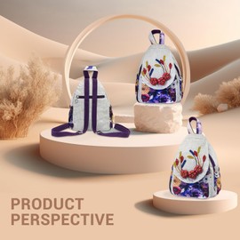 ADKALIV Small Backpack Purse for Women, Hand-woven Plant Sling Bag for Women, Mini Hippie Boho Cute Sling Backpack for Women