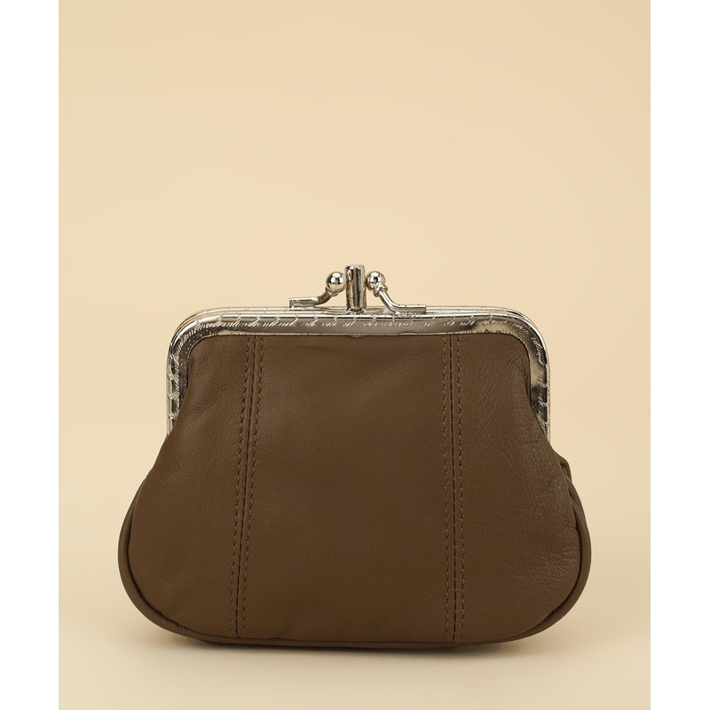 Women's Leather Metal Frame Double Clasp Zipper Coin Purse 5