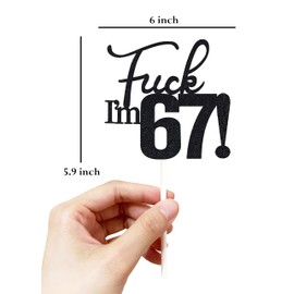 67 decoraciones para tartas, 67 decoraciones para tartas de cumpleaños, purpurina negra, divertida decoración para tartas 67 para hombres, 67 decoraciones para tartas para mujeres, 67 cumpleaños, 67 cumpleaños