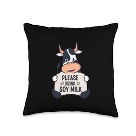 Please Drink Soy Milk Plant Based Vegan Milk Dairy Free Throw Pillow